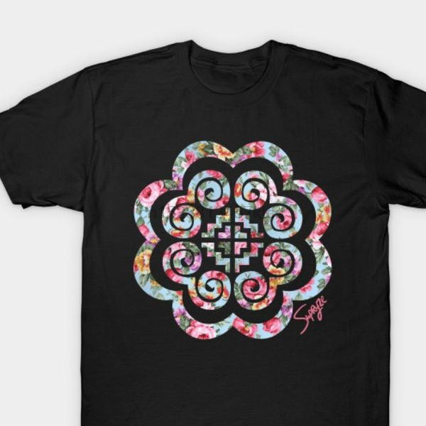 

100% cotton o neck custom printed tshirt men t shirt hmong floral tee hmong women t shirt
