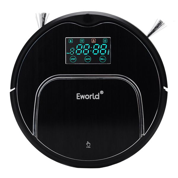 Eworld Stofzuigers M883 Touch-Sensitive Auto Recharge Auto-Cleaning Anti-Fall Sensor Met Grote Mop Stofzuiger Robot Zwart