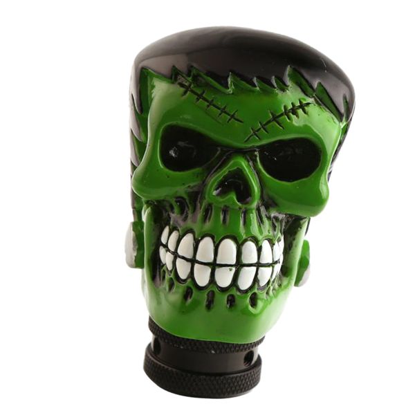 

universal car manual gear shift lever head scar eyebrow skull shifter green