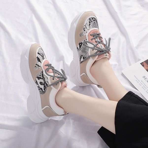 

new women's shoes korean version of serpentine sneakers women color matching white shoes women original wind casual womens, Black