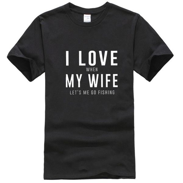 

мужская love my wife она отпускает меня рыбалка тенниска мужчины рыба рыбалка рыбак подарочные одежда смешные футболки 100% хлопок тройники