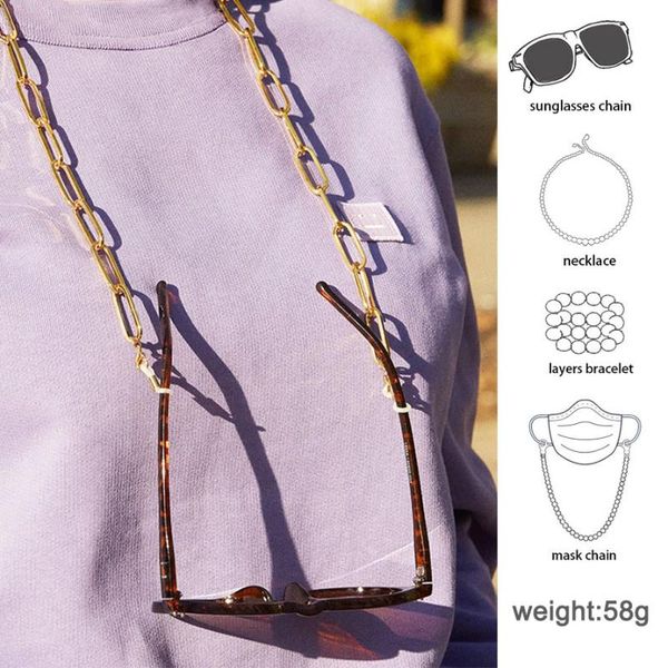 

lureen fashion multipurpose metal mask chains for women glasses lanyard sunglasses strap cord eyewear face mask necklace jewelry, Silver