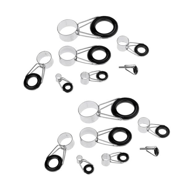 

14pcs/set ceramic ring eyes fishing rod tip guides ring stainless steel frame