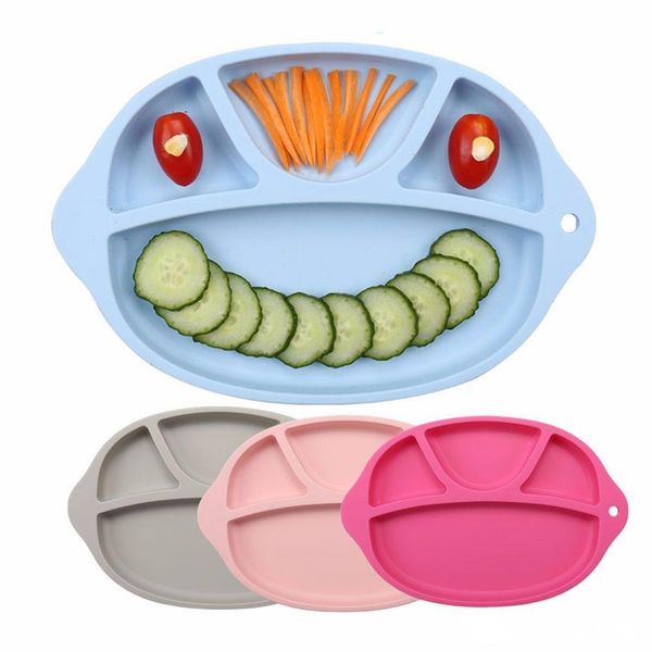 

4 colors baby lunch boxes food grade silicone food storage containers kids dividing grid portable bento boxes 27.5*18*2.0cm