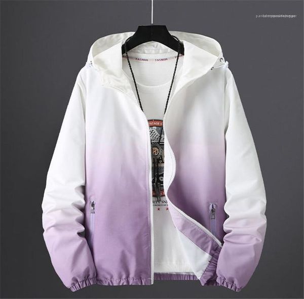 

gradient color jackets spring zipper pocket hooded outerwear long sleeve hip hop slim mens clothes mens, Black;brown