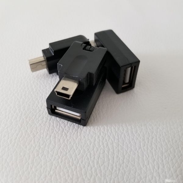 

10pcs/lot 360 degree usb mini b 5pin male to usb a female adapter rotation car converter connector for car music mobile phone mp3 mp4