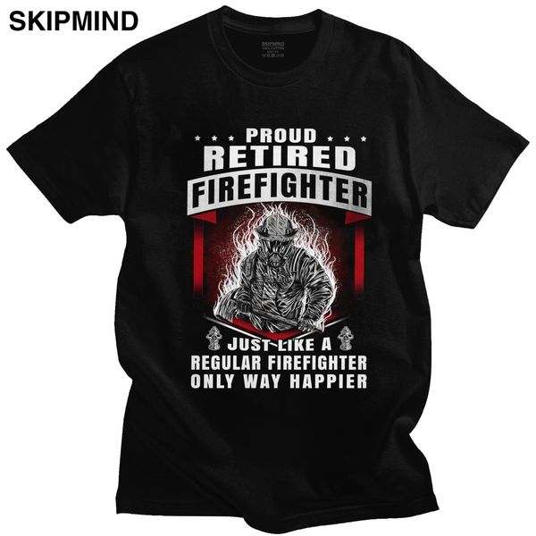 

stylish proud retired firefighter t shirt men short sleeved graphic fire hero firemen t-shirt round neck cotton tee gift idea