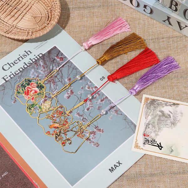 

bookmark clip brass tassel pagination mark metal book markers color chinese style retro stationery stationery new fashion
