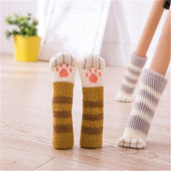

chair covers 4pcs anti slip mat kitty cat knit floor protector table leg feet pads cover furniture rug 1.17