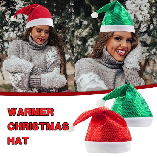 

new year's multi colors santa claus sequins hats caps christmas decor of children's hats gifts home party supplies #t1p, Blue;gray