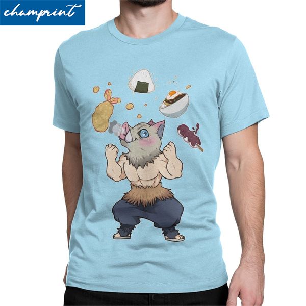 

inosuke food love t shirts men's funny t-shirt demon slayer anime demon blade tee shirt short sleeve clothing birthday present