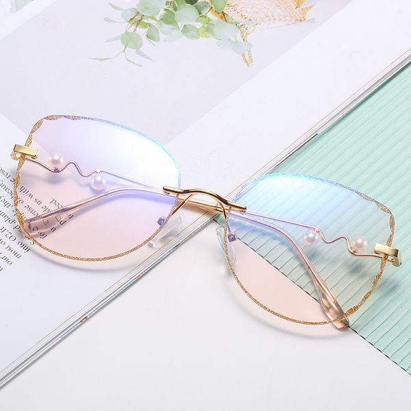 

korean 2020 flat lens fashion womens sunglasses anti blue myopia ultra light spectacle frame personality gold edge fashion eyeglass frame, White;black