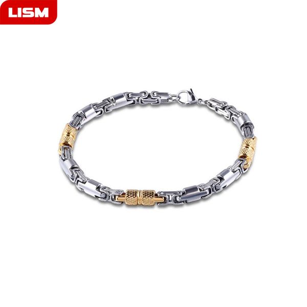 

new product, silver color stainless steel bracelets link byzantine chain bracelet for mens jewelry fashion good quality, Black