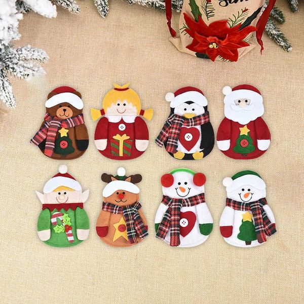 

christmas decorations cartoon dolls knife and fork sets bag hristmas party santa tableware swedish holder dinner decor #40
