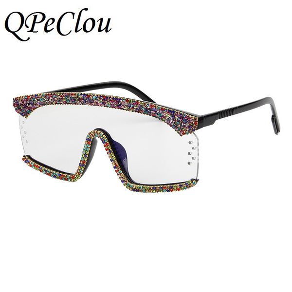 

qpeclou glasses new diamond women brand color luxury designer shades sunglasses piece fashion woman goggles sun 2020 female one hoeqp, White;black