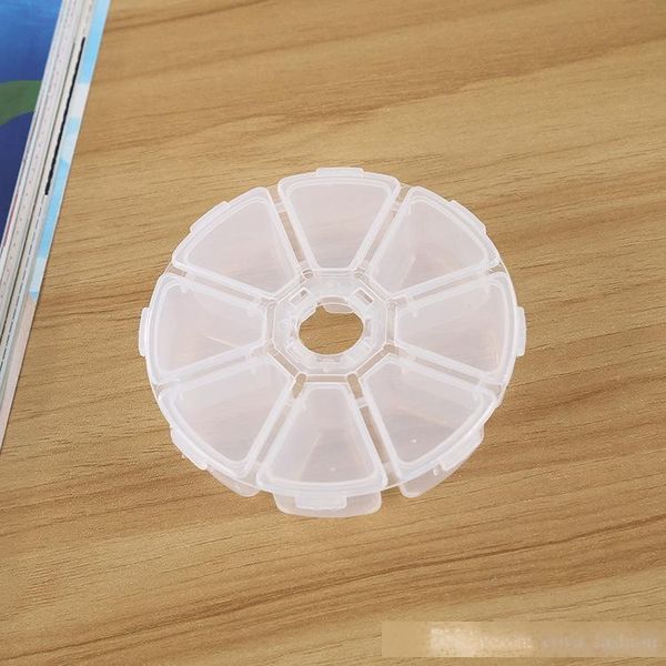 

8 compartment round plastic clear storage box small box for jewelry earrings toys container elh042