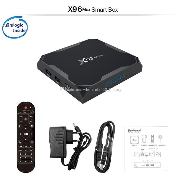 

android 9.0 x96max amlogic s905x2 android tv box 4gb 32gb 64gb smart tv 2.4g 5ghz dual wifi bluetooth 1000m 4k set-box x96max with box