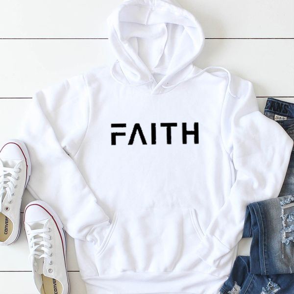 

faith letter print women hoodies plus size hooded sweatshirt causal pullovers jumper christian jesus clothes drop shipping, Black