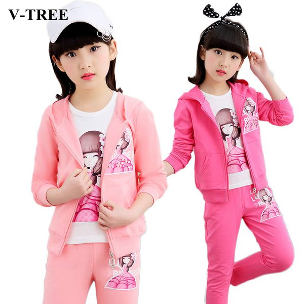

2020 autumn girls clohing set 3pcs/set girls clothes sets 10 12 years kids tracksuits teen school sports suits, White