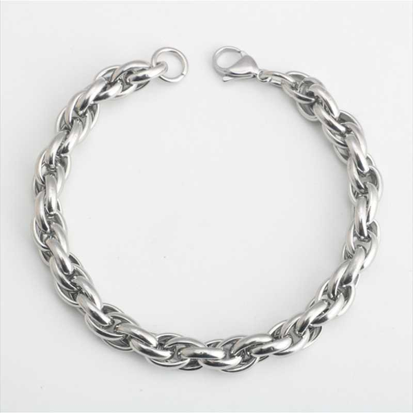 

8mm width men's twist bracelet christmas gift stainless steel bracelet double link wheat chain jewelry dropshipping, Black