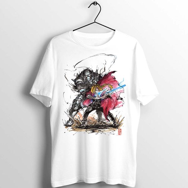 

men women t shirt fullmetal alchemist edward and alphonse watercolor artwork art printed tee