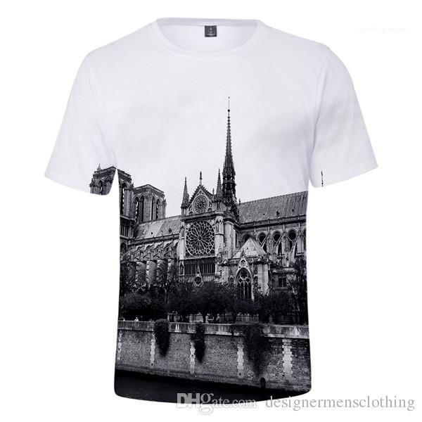 

o-neck short sleeved rip female tshirts teenagers designer summer fashion clothes notre dame de paris mens tshirts, White;black