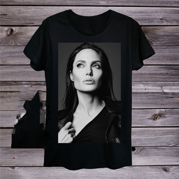 

angelina jolie men or women's fitted t-shirt brad pitt actress tomb rider short-sleeved tee shirt