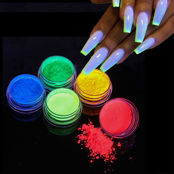 

nail glitter 12 boxes/set luminous powder fluorescence gradient summer shinny dust ombre diy art decoration, Silver;gold