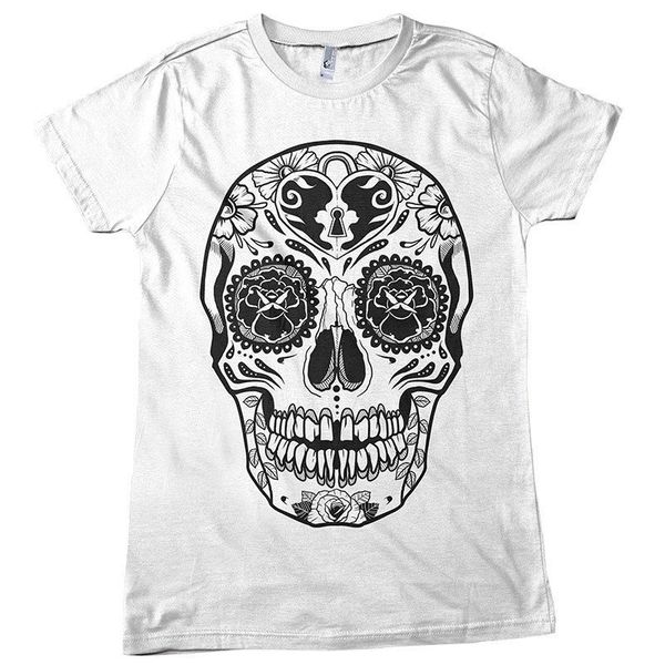 

2019 100% cotton fashion mens los muertos day of dead skull tattoo retro vintage funny t shirt tee shirt
