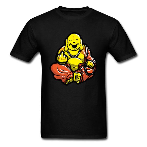 

100% cotton t-shirts men chinese traditional style beita buddha t shirt mens classic tshirt happy smile gautama buddha