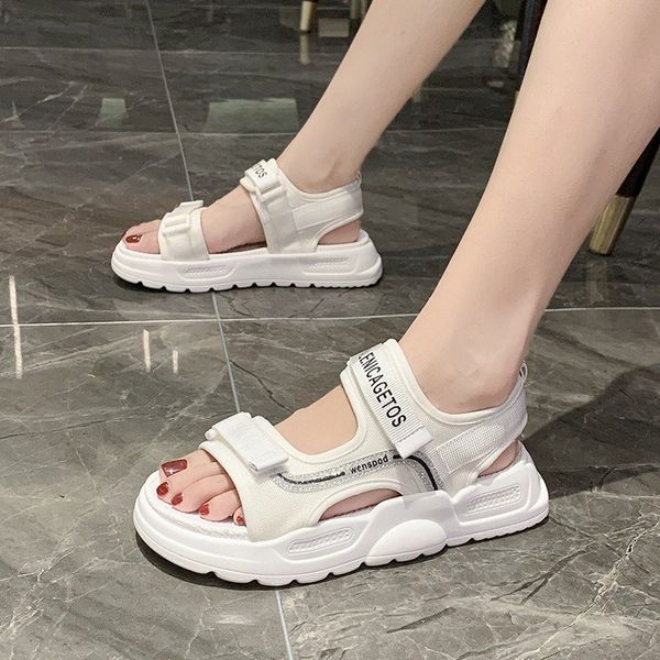 

2020 new summer dad sports sandals all-match fashion female sandals muffin thick bottom increased casual z1011, Black