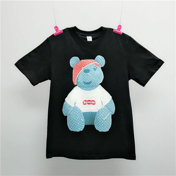 

2018 new men's womens short sleeve t-shirt teddy bear printing cotton casual tee male female tee shirt