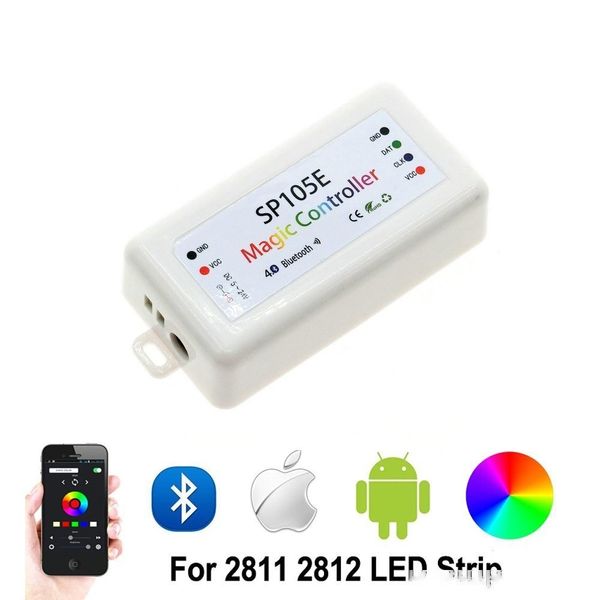 

sp105e rgb controller bluetooth ws2811 ws2812b ws2812 led dimmer sk6812 rgb rgbw apa102 ws2801 pixels led strip ios android app