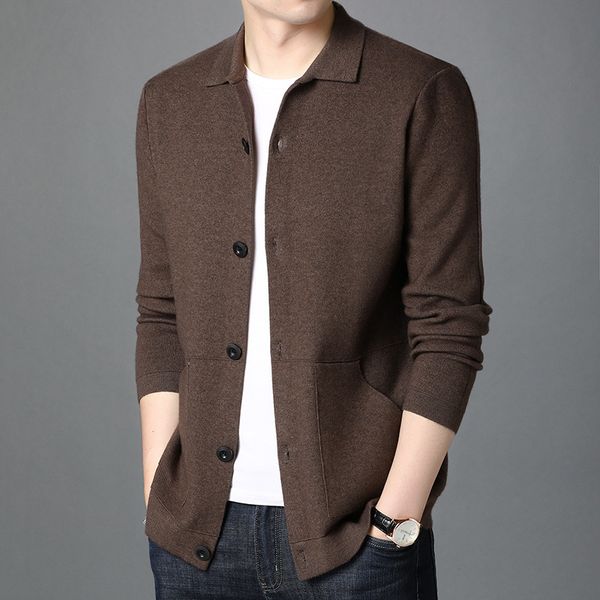 

autumn winter new men's knitted cardigan young and middle-aged fashion korean loose single-breasted wool coat casual sweater, White;black