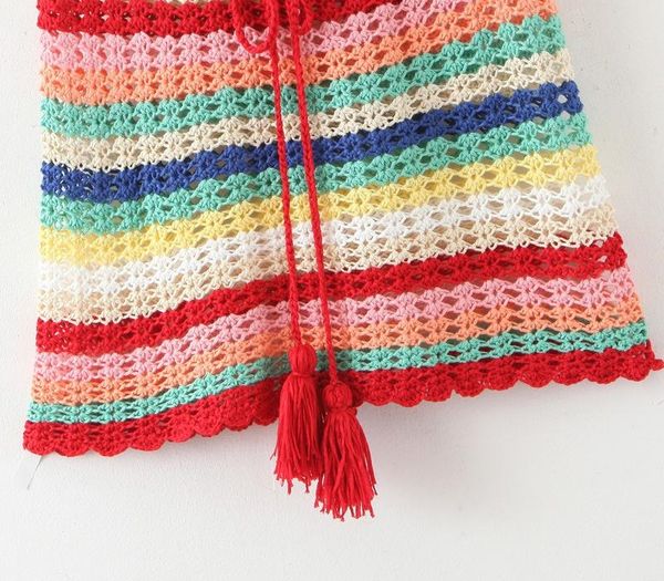 

women colorful stripes handmade crochet knitted skirts 2020 new lace up bohemian bathing suit skirts beach bikini swimwear99, Black
