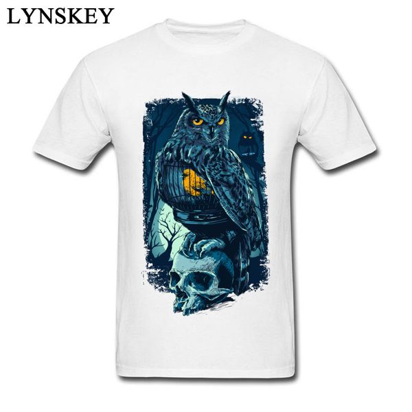 

night owl skull t-shirts mens 2018 short sleeve 100% organic cotton t shirts cool design animal death skull tshirts