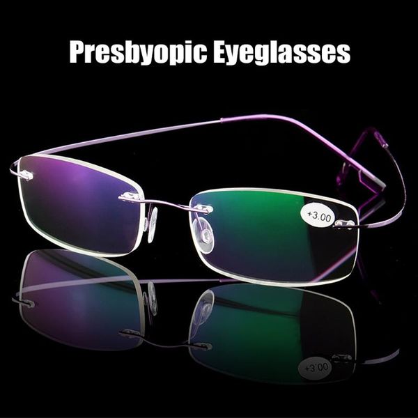 

sunglasses fashion rimless reading glasses bifocal far near anti blue light magnification eyewear presbyopic eyeglasses strength +1.0~+3.5, White;black