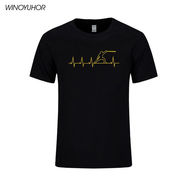 

summer style t shirt men heartbeat fencing printed cotton t-shirt funny casual short sleeve o-neck brand clothing homme