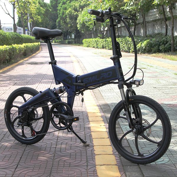 

foldable electric bicycle 20 inch 350w motor ebike brushless safe adjustable portable cycling 21 speed 2020 blue discounted, Silver;blue