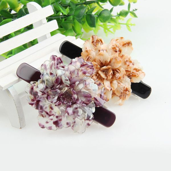 

exquisite hair barrette clips flower hair clips for women girls floral acetate hairgrips solid accessories headwear tiara, Golden;silver