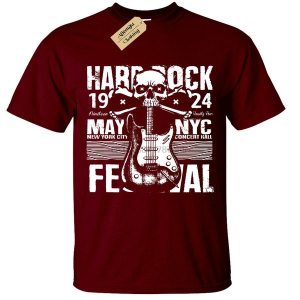 

hard rock festival t-shirt mens s-5xl biker music guitar skull retro