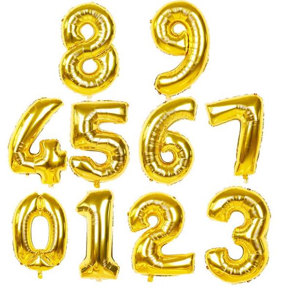 

30 inch glod number foil balloons birthday wedding party decoration digital balloon kid toy gift