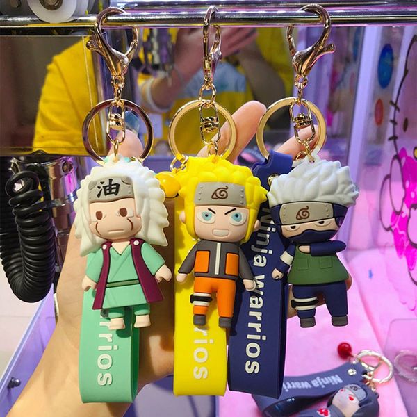 

2020 naruto keychain sasuke/kakashi pvc key chain pendant anime accessories cartoon key ring, Silver