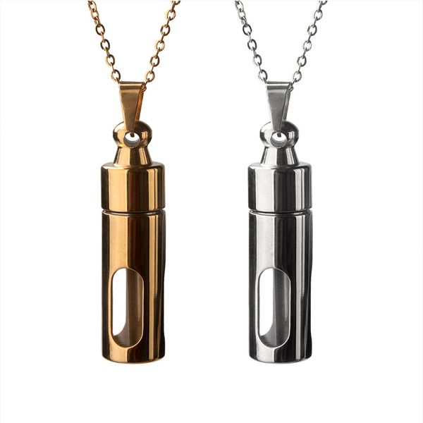 

pendant necklaces necklace women pendants transparent stainless steel gold perfume bottle chains jewelry for neck wholesale, Silver