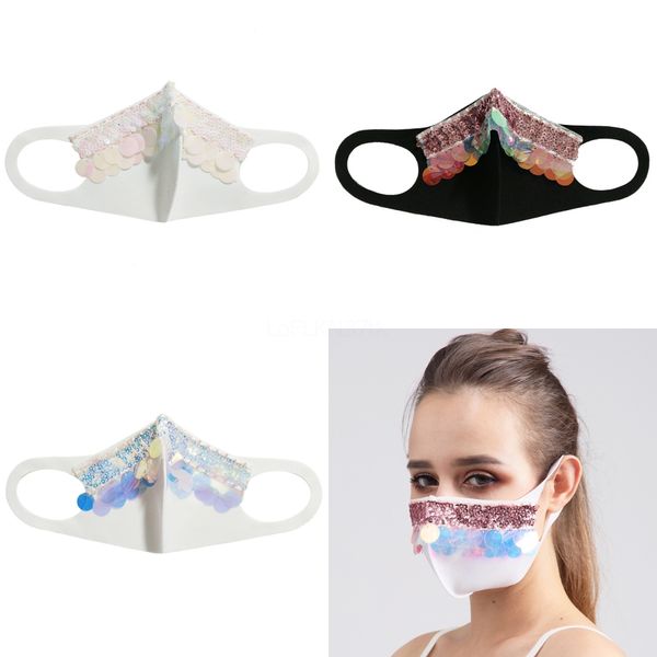 

sequin bling party mask rinestone masquerade mout masks crystal party mask veil decoration club style rinestone party mask#788#396, Black