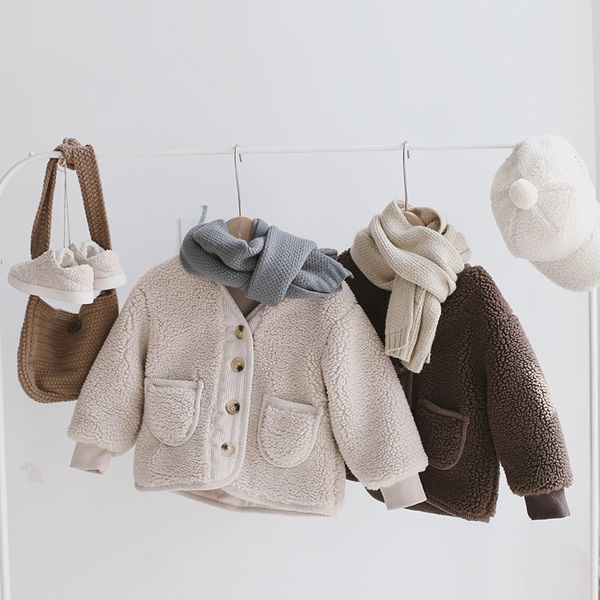 

winter children wool blend fur thick warm outerwear for girls autumn loose cashmere wool coat solid coat girls jackets 0927, Blue;gray