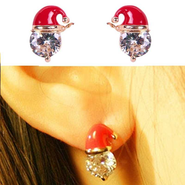 

рождество модные украшения рождество red hat серьги, Golden;silver