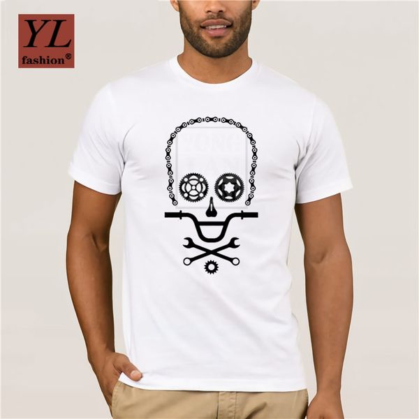 

fashion t shirt 100% cotton funny skull design bike parts t shirt men bicycle cycling fittings mtb rider personality t-shirt