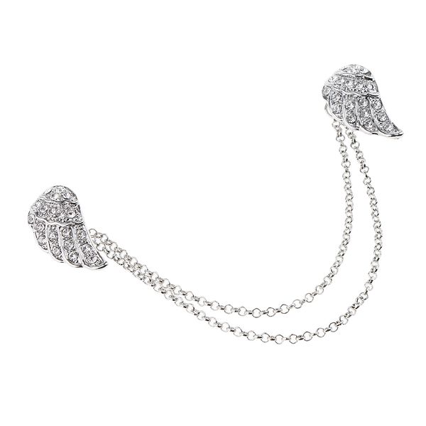 

charming rhinestone angel wings brooch women men's tassel brooch pin corsage, Gray