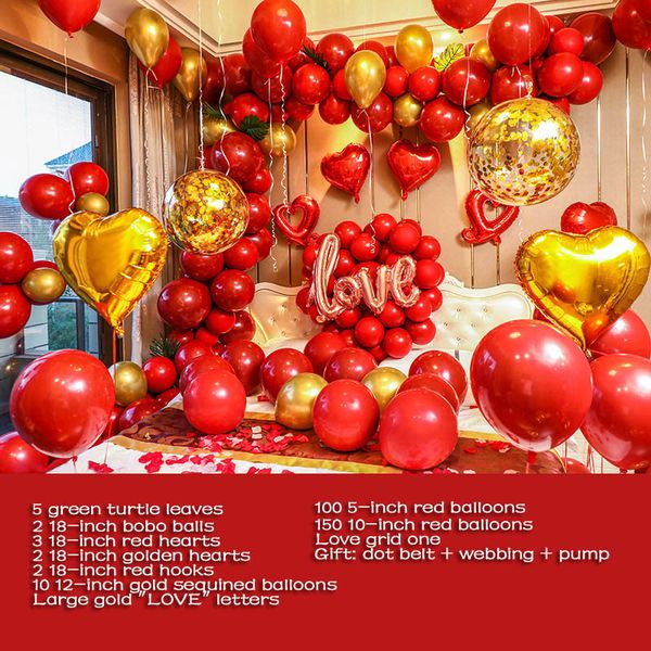 

2020 wedding balloon combination 10 inch pomegranate red latex ball wedding new home bedroom layout balloon set wedding room decoration